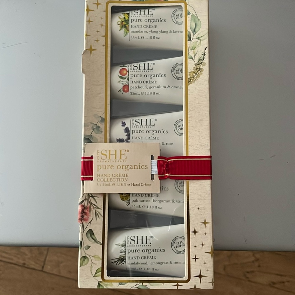 EO SHE Aromatherapy Hand Crème Collection.  Brand new.